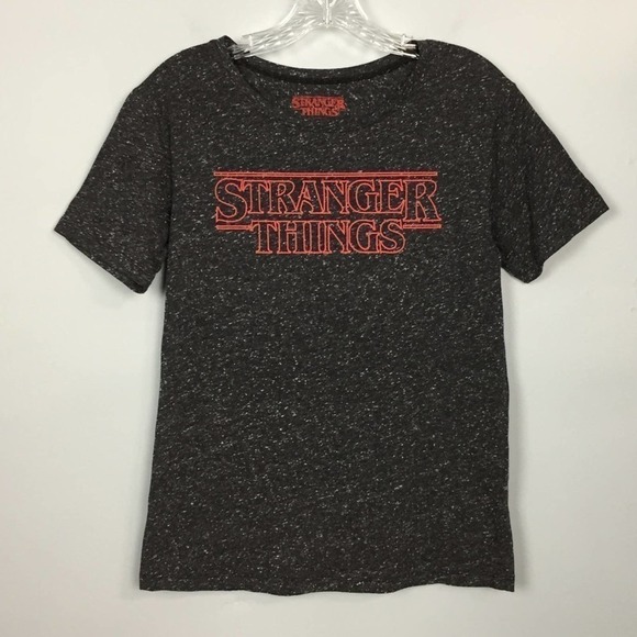 𝅺stranger Things Charcoal Gray Speckled Graphic Tee Women's Size M Short Sleeve - Picture 1 of 8